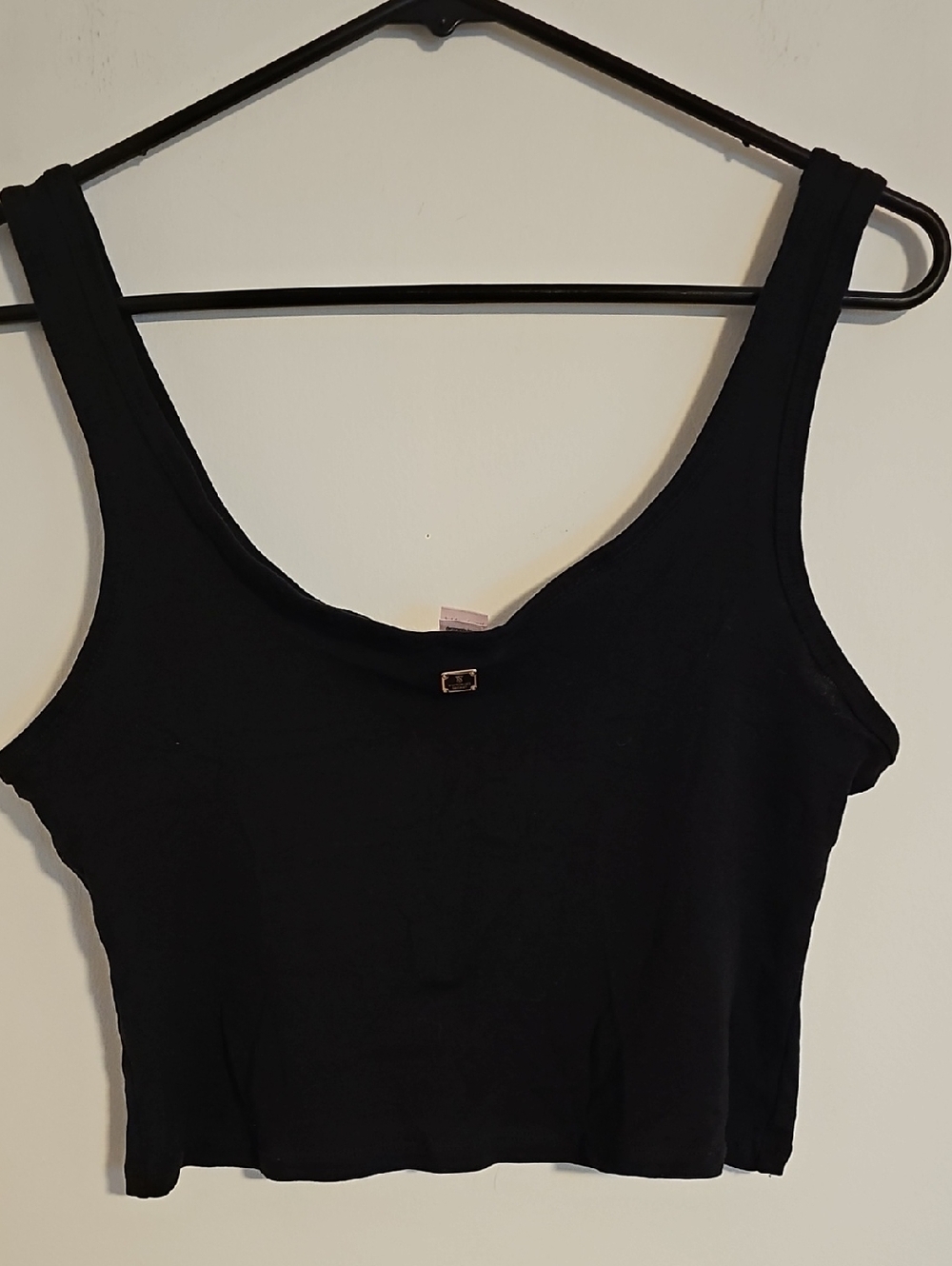 Victoria's Secret Black Cropped Tank with Gem Accent